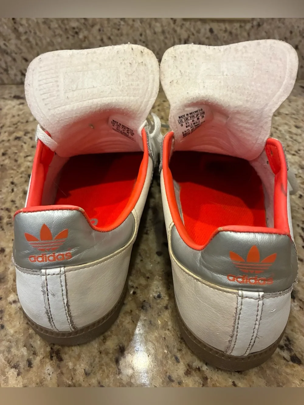 Adidas Sambas LE 2014 World Cup Mens US 10 White Silver Orange Rare HTF G98037